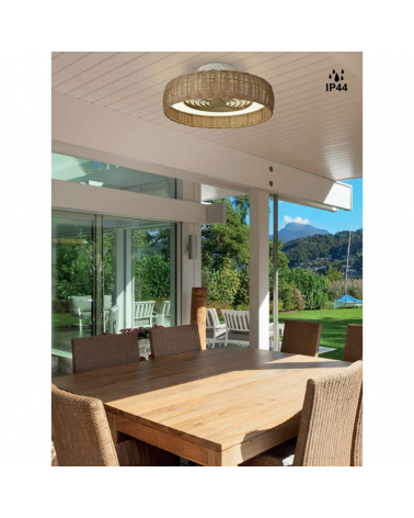 Ceiling fan 25W Ø58.5cm LED ceiling light 55W rattan remote control IP44 DIMMABLE light and remote control