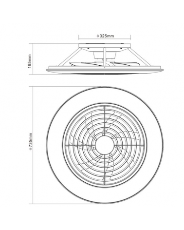 Smart ceiling fan 58W Ø73.5cm LED ceiling light 95W remote control DIMMABLE light and App