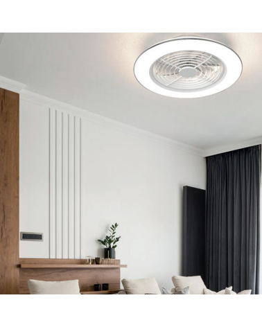 Ventilador de techo 58W Ø73,5cm plafón LED 95W control remoto REGULABLE temperatura luz