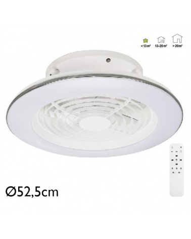 Ventilador de techo 30W Ø52,5cm plafón LED 70W control remoto luz REGULABLE y mando a distancia