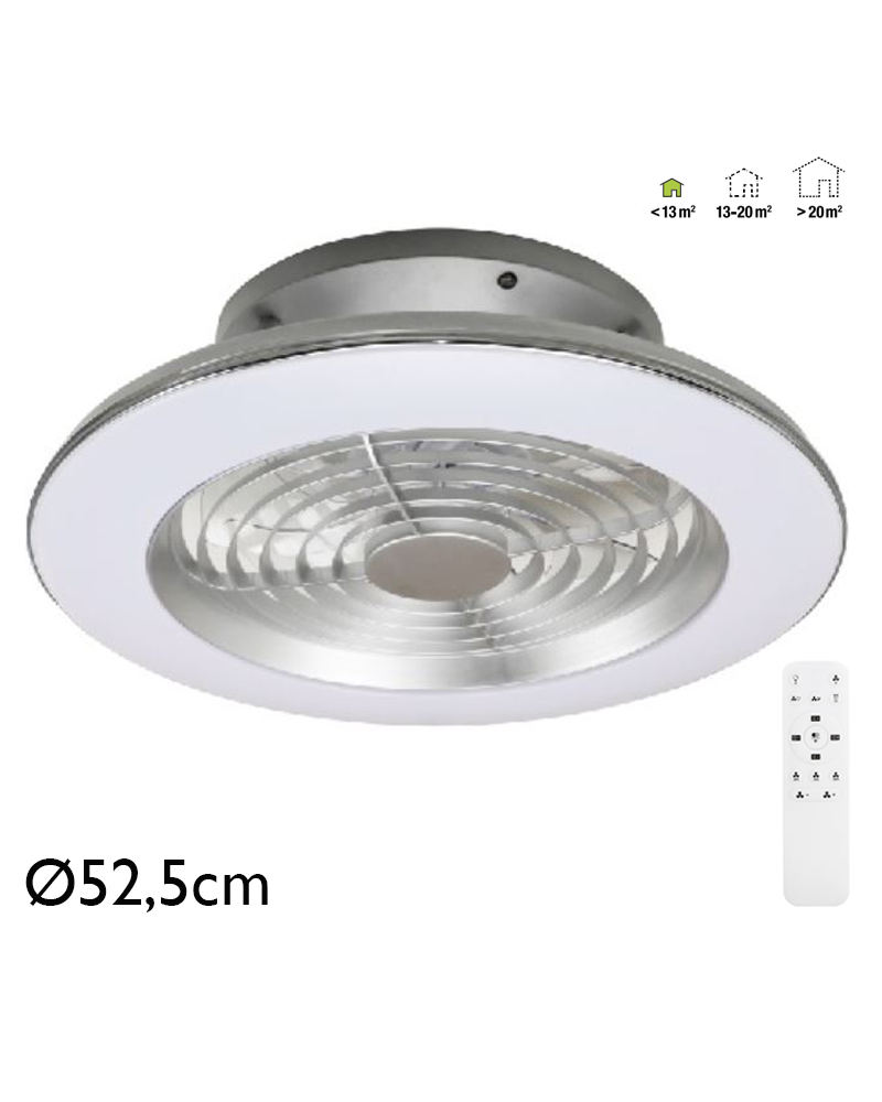 Ventilador de techo 30W Ø52,5cm plafón LED 70W control remoto luz REGULABLE y mando a distancia