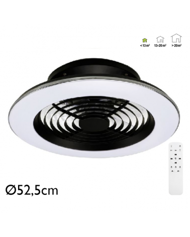 Ventilador de techo 30W Ø52,5cm plafón LED 70W control remoto luz REGULABLE y mando a distancia