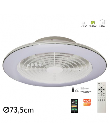 Ventilador de techo 58W Ø73,5cm plafón LED 95W control remoto REGULABLE temperatura luz