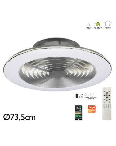Ventilador de techo 58W Ø73,5cm plafón LED 95W control remoto REGULABLE temperatura luz