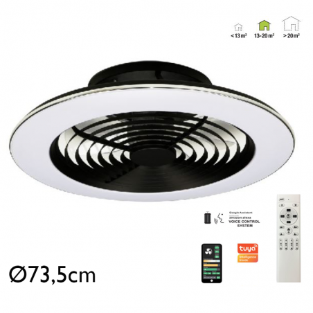 Smart ceiling fan 58W Ø73.5cm LED ceiling light 95W remote control DIMMABLE light and App