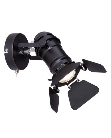 Foco de Techo o aplique pared Cinema Stage 24,5cm GU10 50W Negro incluye interruptor