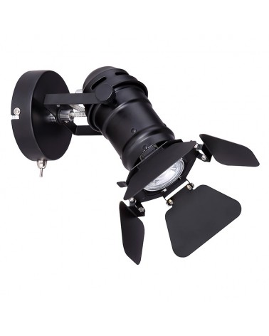 Foco de Techo o aplique pared Cinema Stage 24,5cm GU10 50W Negro incluye interruptor