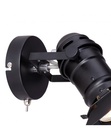 Ceiling spotlight or wall light Cinema Stage 24.5cm GU10 50W Black includes switch