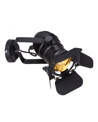 Ceiling spotlight or wall light Cinema Stage 38cm E27 60W Black includes switch
