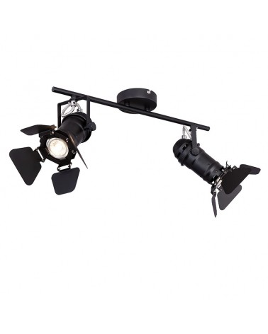 Regleta de techo vintage con 2 focos Cinema Stage 45,5cm 2 X GU10 50W Negro