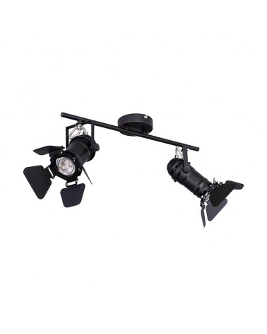 Regleta de techo vintage con 2 focos Cinema Stage 45,5cm 2 X GU10 50W Negro