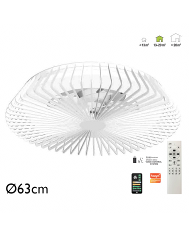 White smart ceiling fan 35W Ø63cm LED ceiling light 70W remote control DIMMABLE light and App