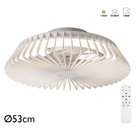 White ceiling fan 30W Ø53cm LED ceiling light 70W remote control DIMMABLE light and remote control