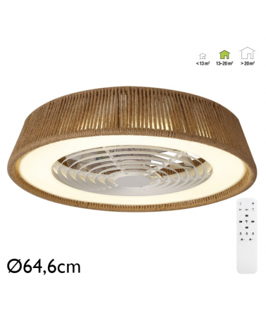 Ceiling fan 35W Ø64.6cm LED ceiling light 70W with rope remote control DIMMABLE light and remote control