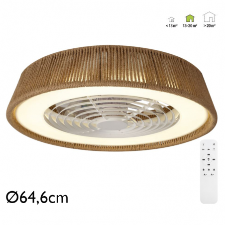 Ceiling fan 35W Ø64.6cm LED ceiling light 70W with rope remote control DIMMABLE light and remote control