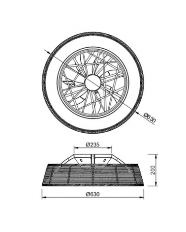 Ventilador de techo 35W Ø63cm plafón LED 70W ratán control remoto luz REGULABLE y mando