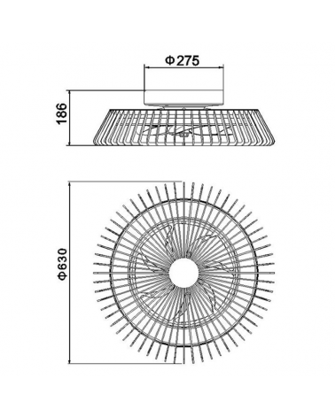 Ventilador de techo inteligente madera 35W Ø63cm plafón LED 70W control remoto luz REGULABLE y App