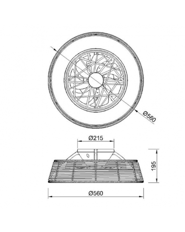 Ceiling fan 25W Ø56cm LED ceiling light 55W IP44 rattan remote control DIMMABLE light and remote control