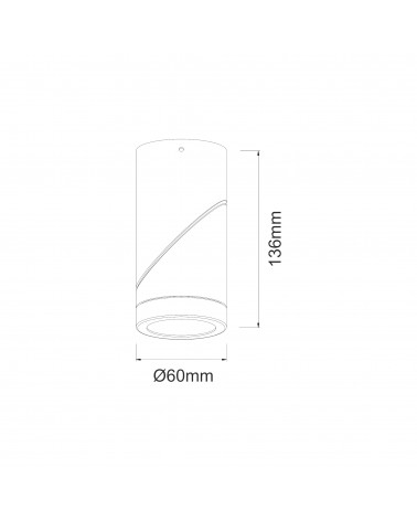 Cylinder wall and ceiling spotlight 6cm black colour LED 7W Aluminum tilting 355º 4000 K. 830 Lm.