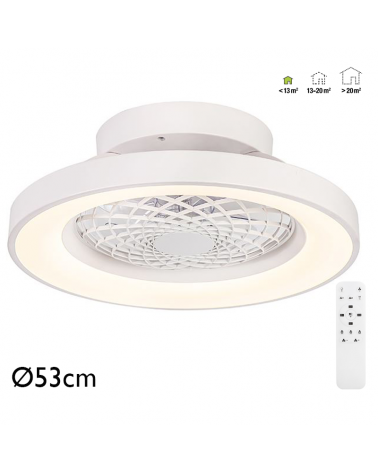White ceiling fan 33W Ø53cm LED ceiling light 70W remote control DIMMABLE light and remote control