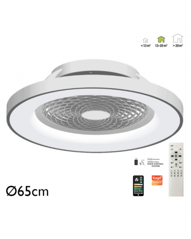 Silver smart ceiling fan 35W Ø65cm LED ceiling light 70W remote control DIMMABLE light and App