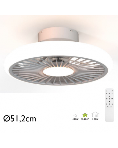 White ceiling fan 30W Ø51.2cm LED ceiling light 55W remote control DIMMABLE light and remote control
