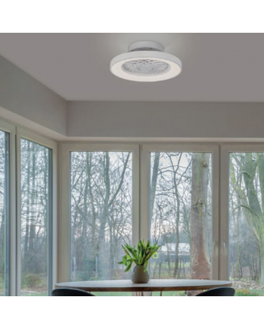 Ventilador de techo blanco 33W Ø53cm plafón LED 70W control remoto luz REGULABLE y mando