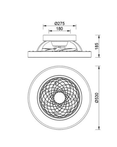 Ventilador de techo blanco 33W Ø53cm plafón LED 70W control remoto luz REGULABLE y mando