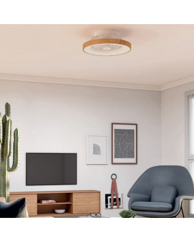 Ventilador de techo madera 33W Ø53cm plafón LED 70W control remoto luz REGULABLE y mando