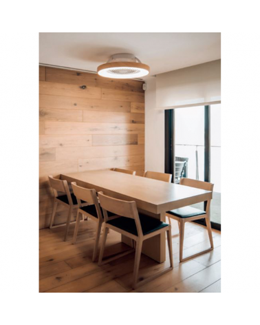 Wood and white smart ceiling fan 35W Ø65cm LED ceiling light 70W remote control DIMMABLE light and App