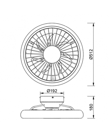 White ceiling fan 30W Ø51.2cm LED ceiling light 55W remote control DIMMABLE light and remote control