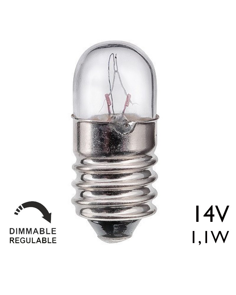 Tubular lamp 14V 1.1W E10 80MA
