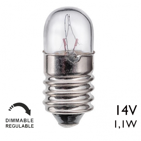 Lámpara tubular 14V 1,1W E10 80MA