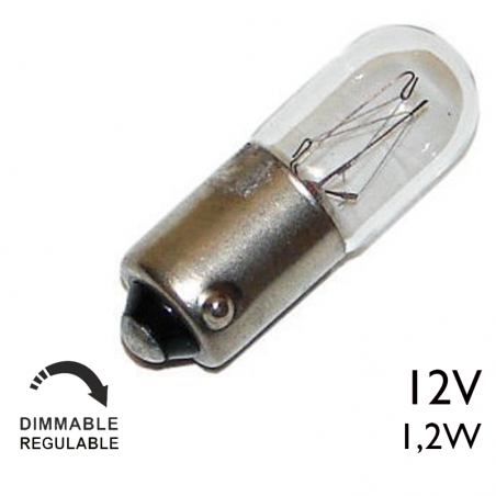 Lámpara tubular 12V 1,2W BA9S 100MA