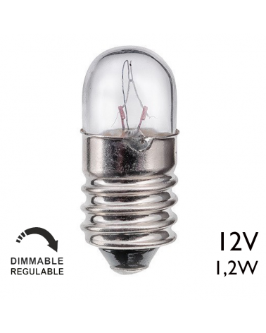 Lámpara tubular 12V 1,2W E10 100MA