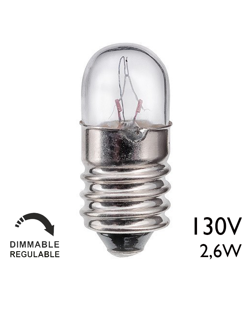 Lámpara tubular 130V 2,6W E10 20MA