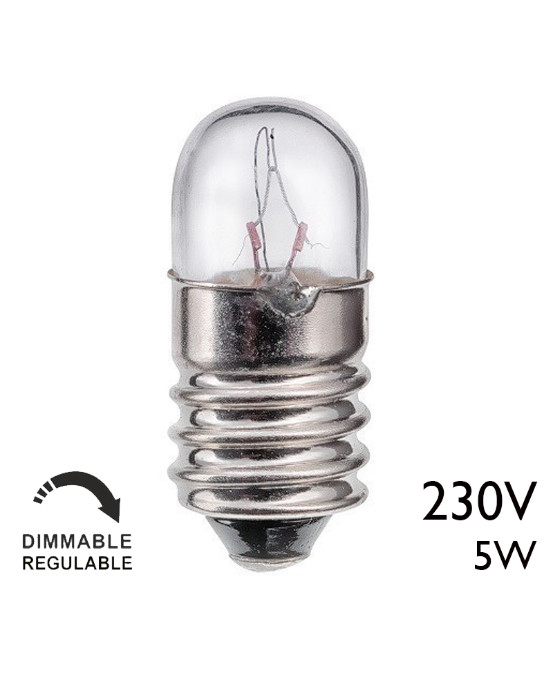 Lámpara tubular 230V 5W E10 25MA