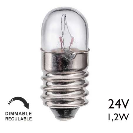 Lámpara tubular 24V 1,2W E10 50MA
