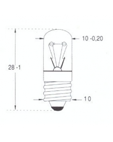 Tubular lamp 12V 1.2W E10 100MA