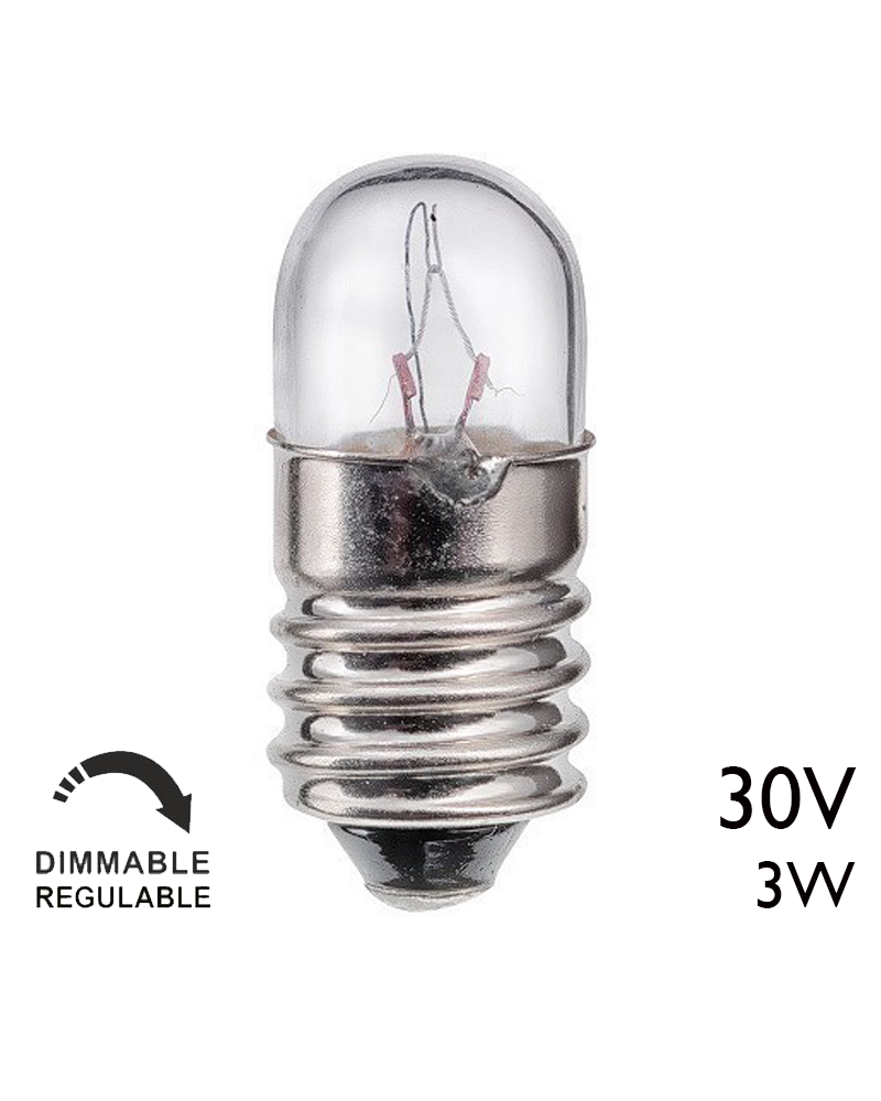 Lámpara tubular 30V 3W E10 100MA