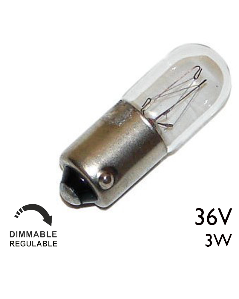 Lámpara tubular 36V 3W BA9S 85MA