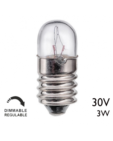 Lámpara tubular 30V 3W E10
