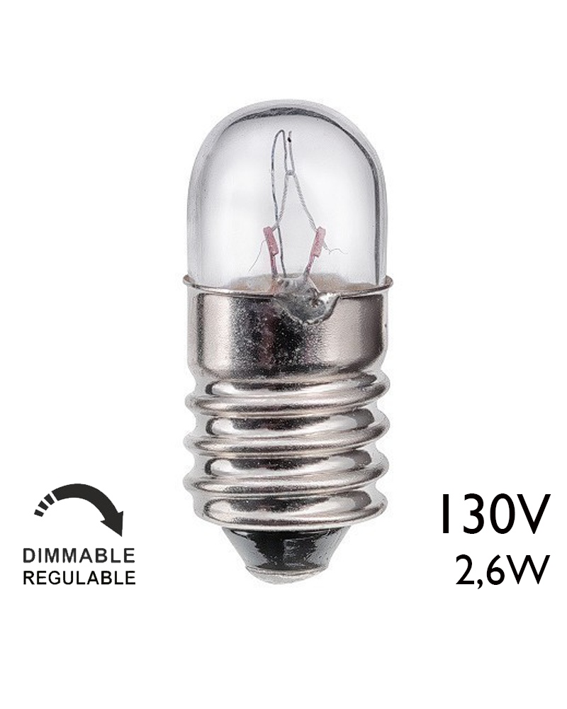Lámpara tubular 130V 2,6W E10 20MA