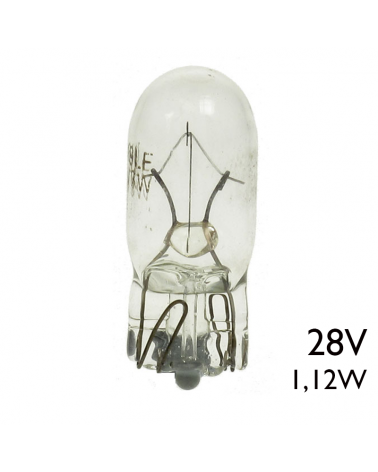 Wedge tubular lamp for vehicles 5mm W2X4.6D 28V 1.12W 40MA