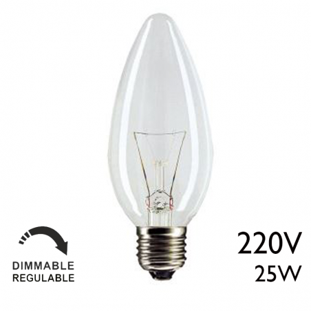 Incandescent clear candle bulb 25W E27 220V