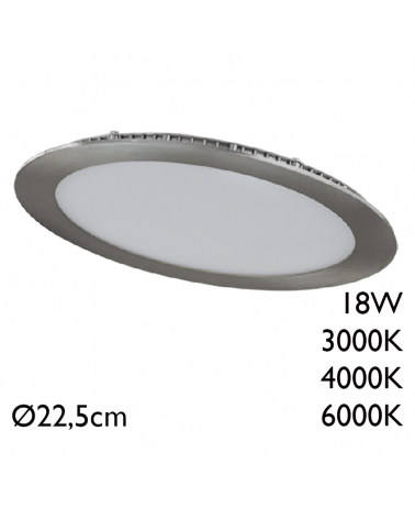 Downlight 18W LED 22,5cm extrafino empotrable marco gris doméstico