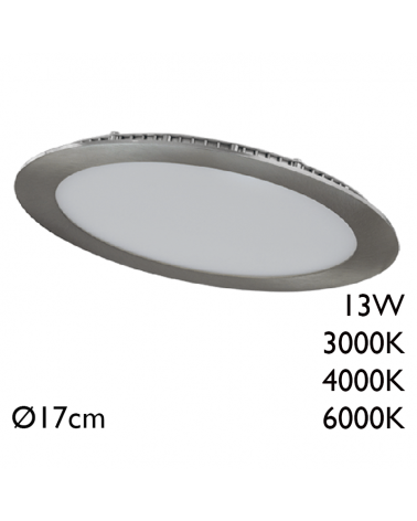 Downlight 13W LED 17cm empotrable marco color gris doméstico