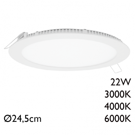 Downlight 22W LED 24.5cm recessed domestic white frame