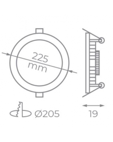Downlight 18W LED 22.5cm recessed domestic white frame