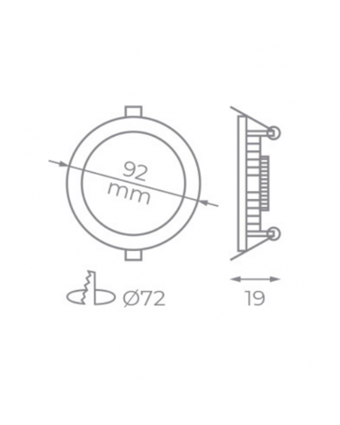 Downlight 4W LED 9.2cm extra-slim recessed domestic grey frame